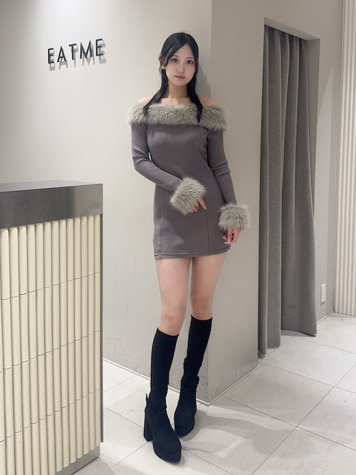 セール】フェイクファーオフショルミニワンピース（ワンピース