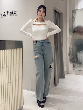 「アイテム（バレッタ/ヘアクリップ）」を使った、奏さん（レディース・169cm）の秋コーディネート