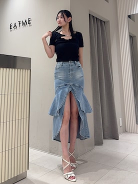 「アイテム（デニムスカート）」を使った、奏さん（レディース・169cm）の夏コーディネート