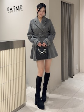 「アイテム（バレッタ/ヘアクリップ）」を使った、奏さん（レディース・169cm）の冬コーディネート