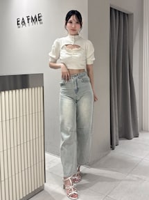 EATME ビジューボタンデコルテリブTOP セール】ビジューボタンデコルテリブTOP（Tシャツ/カットソー）｜EATME