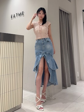 「アイテム（デニムスカート）」を使った、奏さん（レディース・169cm）の夏コーディネート