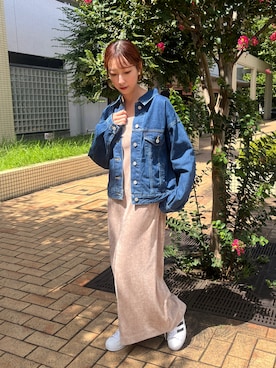 「秋先取りコーデ」｜「アイテム（デニムジャケット）」を使った、moeriさん（レディース・159cm）の秋コーディネート