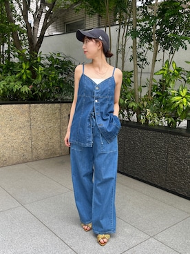 「アイテム（帽子）」を使った、moeriさん（骨格ナチュラル・レディース・159cm）の夏コーディネート