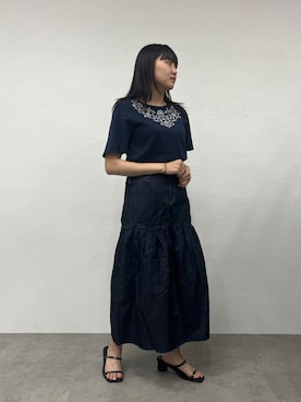 「アイテム（デニムスカート）」を使った、moeriさん（レディース・159cm・20代）の秋コーディネート