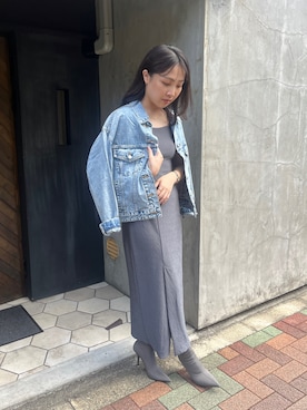 「秋先取りコーデ」｜「アイテム（デニムジャケット）」を使った、moeriさん（レディース・159cm）の秋コーディネート
