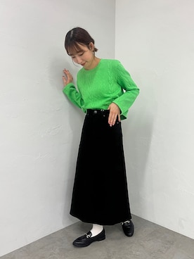 「アイテム（デニムスカート）」を使った、moeriさん（レディース・159cm）の秋コーディネート