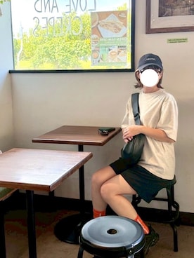 「アイテム（ソックス/靴下、オレンジ系）」を使った、osushikkoさん（レディース・154cm）の夏コーディネート