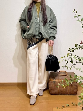 「アイテム（バンダナ/スカーフ）」を使った、chocotohanaさん（レディース・161cm）の冬コーディネート