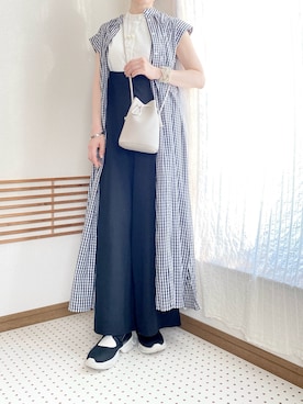 「coca（coca）（コカ）のアイテム（サロペット/オーバーオール）」を使った、chocotohanaさん（レディース・161cm）の夏コーディネート
