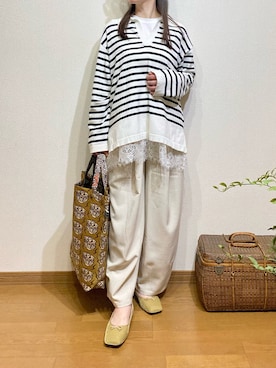 「HUG.U（ハグユー）のアイテム」を使った、chocotohanaさん（レディース・161cm）の春コーディネート