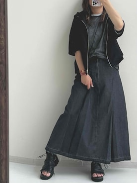 「アイテム（ブレスレット、レッド系）」を使った、はちまろさん（レディース・162cm）の夏コーディネート