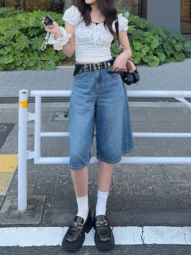 「アイテム（ローファー、その他）」を使った、ibuさん（レディース・163cm）の夏コーディネート