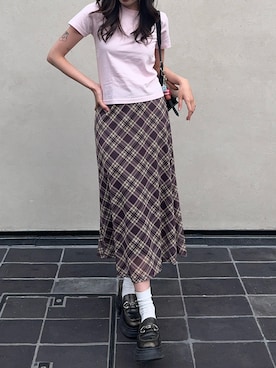 「GILDAN（ギルダン）のアイテム（Tシャツ/カットソー）」を使った、ibuさん（レディース・164cm）の夏コーディネート