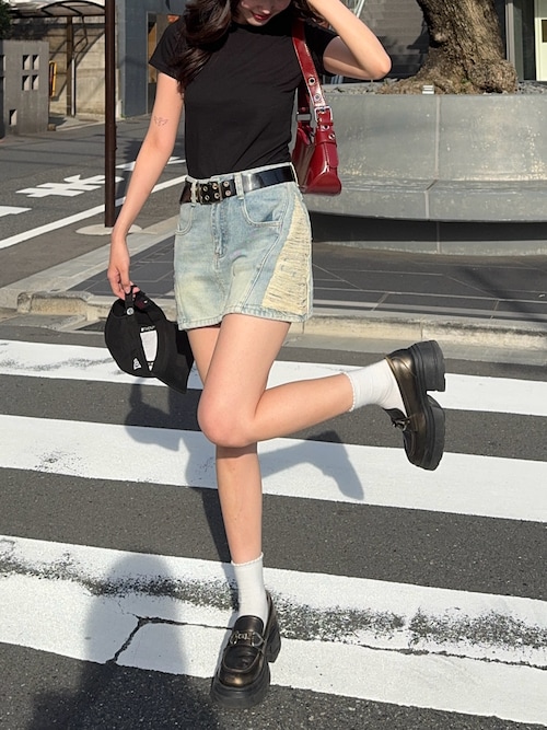 meltthelady moon skirt アシンメトリー デニム スカート meltthelady