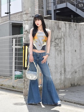 「アイテム（ストール/ショール）」を使った、hinataさん（レディース・172cm）の夏コーディネート