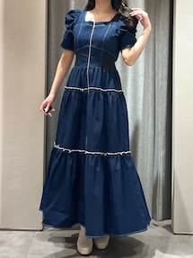 dazzlin【CALNAMURコラボ】ウエストリブティアードワンピース dazzlinコラボ＞ウエストリブティアードワンピース[品番