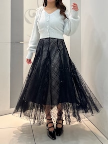 dazzlin ミニシャギーラメニットキャミ&カーデ パープル ミニシャギーラメニットカーデトップス[品番：MKSW0062057