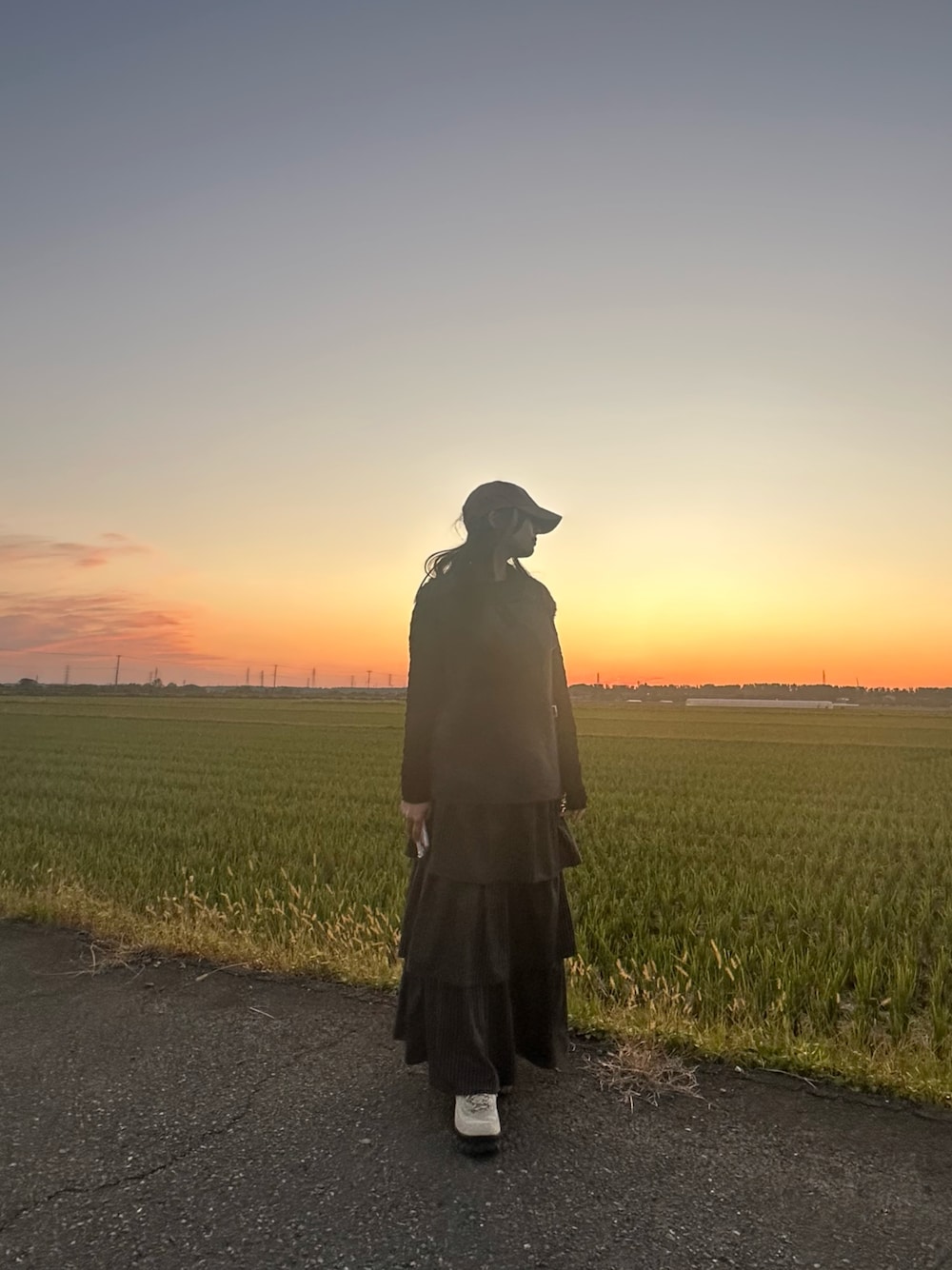 グレー系のベスト、ブラック系のTシャツ/カットソー、その他のスカートを着用したレディースの秋コーディネートの1枚目の写真