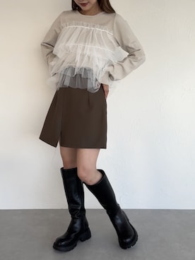 「soie by apres jour mignon（ソワバイアプレジュールミニョン）のアイテム」を使った、soie   さん（レディース・156cm）の秋コーディネート