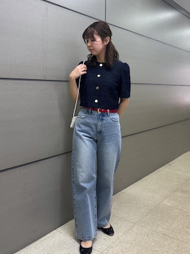 「アイテム（ノーカラージャケット）」を使った、かもさん（レディース・163cm）の秋コーディネート