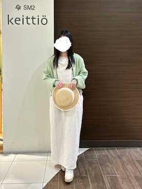 「Samansa Mos2（サマンサ モスモス）のインナー付花柄ジャカードキャミワンピース（ワンピース）」を使った、あさん（レディース・149cm）の冬コーディネート