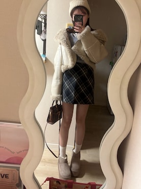 「アイテム（ムートンコート）」を使った、୨୧⑅*.さん（レディース・163cm）の冬コーディネート