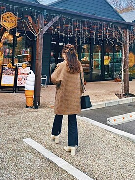 「LOWRYS FARM（ローリーズファーム）のストレッチヒールブーツ　851418（ブーツ）」を使った、◌𓈒 mana𓂃◌𓈒𓐍さん（レディース・148cm）の冬コーディネート