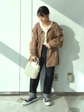 「Crisp（クリスプ）のベーシックデニムパンツ（デニムパンツ）」を使った、azusaさん（レディース・143cm）の秋コーディネート