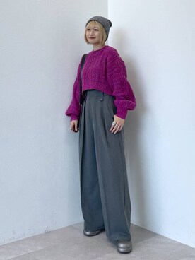 「PAGEBOY（ページボーイ）のニットビーニー（ニットキャップ/ビーニー）」を使った、moeさん（レディース・158cm）の秋コーディネート