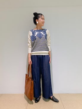 「刺繍」｜「アイテム（その他シューズ）」を使った、naoさん（レディース・159cm）の夏コーディネート