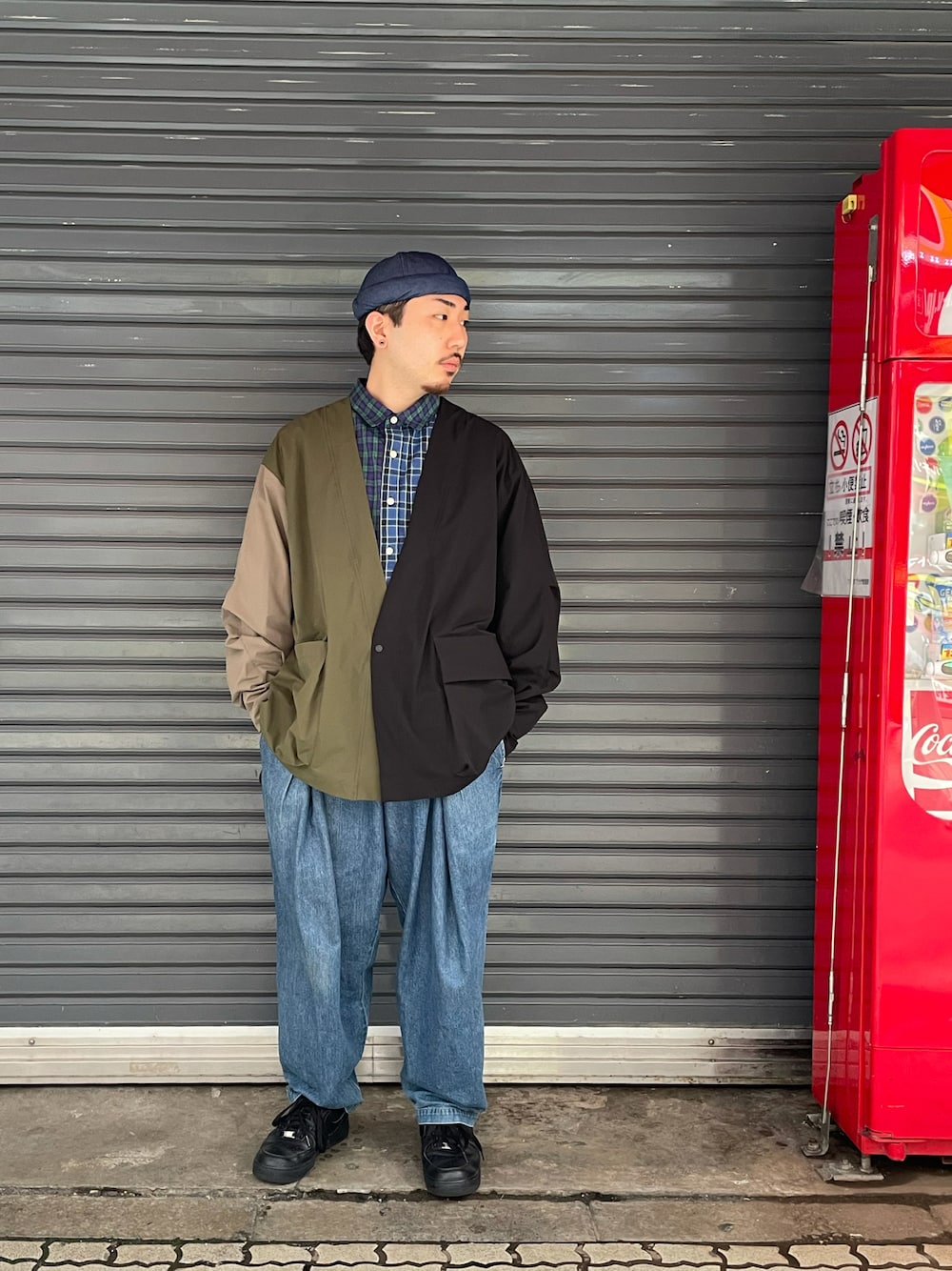 「BEAVER、MANASTASH、BEAVER上野」｜「MANASTASHのMANASTASH/マナスタッシュ　クレンゼ Fisherman Cap フィッシャーマンキャップ（ニットキャップ/ビーニー、ブルー系）」を使った、Turkeyさん（メンズ・173cm）の春コーディネートの1枚目の写真