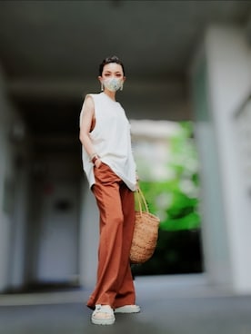 「SWAROVSKI（スワロフスキー）のアイテム（ブレスレット）」を使った、naturalcolorさん（レディース・151cm）の夏コーディネート