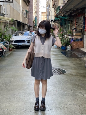 「NET（ネット）のアイテム（シャツワンピース）」を使った、シシ🌼さん（レディース・153cm）の秋コーディネート