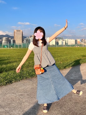 「アイテム（デニムスカート）」を使った、シシ🌼さん（レディース・153cm）の秋コーディネート