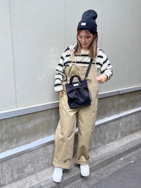 「ワーク」｜「アイテム（オールインワン・サロペット）」を使った、sichaaaanさん（レディース・161cm）の冬コーディネート