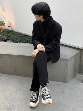 「JW Anderson（ジェイダブリューアンダーソン）のアイテム（スニーカー）」を使った、kaitoさん（メンズ・176cm）の冬コーディネート