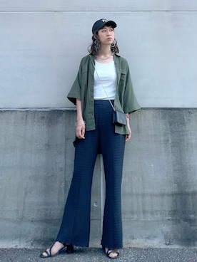 「スクエアトゥ」｜「アイテム（キャップ）」を使った、よしださん（レディース・169cm）の夏コーディネート
