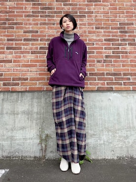 「チェック柄に恋してる」｜「アイテム（シャツワンピース）」を使った、よしださん（レディース・169cm）の秋コーディネート