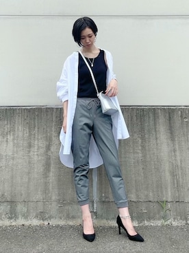 「ビッグシャツ」｜「アイテム（その他）」を使った、よしださん（レディース・169cm）の秋コーディネート
