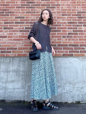 「Shoes in Closet（シューズインクローゼット）の厚底 プラットフォーム グルカサンダル 7489（サンダル）」を使った、よしださん（レディース・169cm）の夏コーディネート