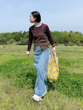 「アイテム（エコバッグ/サブバッグ）」を使った、よしださん（レディース・169cm）の春コーディネート