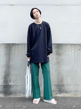 「Right-on（ライトオン）のアイテム（スラックス）」を使った、よしださん（レディース・169cm）の夏コーディネート
