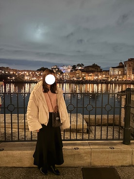 「アイテム（ダウンジャケット/コート、ピンク系）」を使った、yuka.さん（レディース・153cm）の秋コーディネート