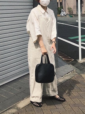 「オーバーサイズシャツ」｜「アイテム（オールインワン・サロペット）」を使った、Yukaさん（レディース・156cm）の夏コーディネート