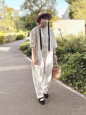 「Libra Cue（リブラ キュー）のアイテム（サロペット/オーバーオール）」を使った、Yukaさん（レディース・156cm）の夏コーディネート