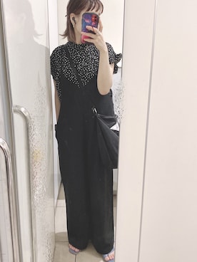 「秋のコーデ」｜「アイテム（オールインワン・サロペット、グレー系）」を使った、KiNaKoさん（レディース・162cm）の夏コーディネート