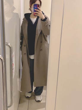 「DISCOAT（ディスコート）のアイテム（トレンチコート）」を使った、KiNaKoさん（レディース・162cm）の冬コーディネート