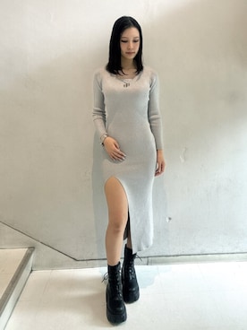 「アイテム（ワンピース/ドレス、シルバー系）」を使った、serinaさん（レディース・166cm）の秋コーディネート
