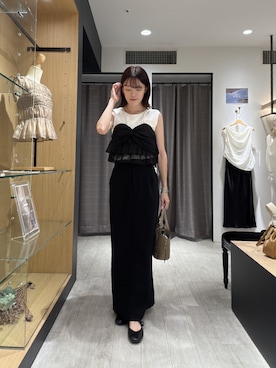 「CAPRICIEUX LE'MAGE（カプリシューレマージュ）のドットレイヤードT（Tシャツ/カットソー、ブラック系）」を使った、okomeさん（レディース・164cm）の夏コーディネート